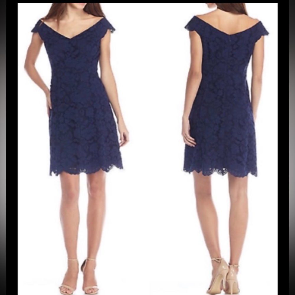Vince Camuto Blue Lace Sleeveless Lined Women's Dress Size 6